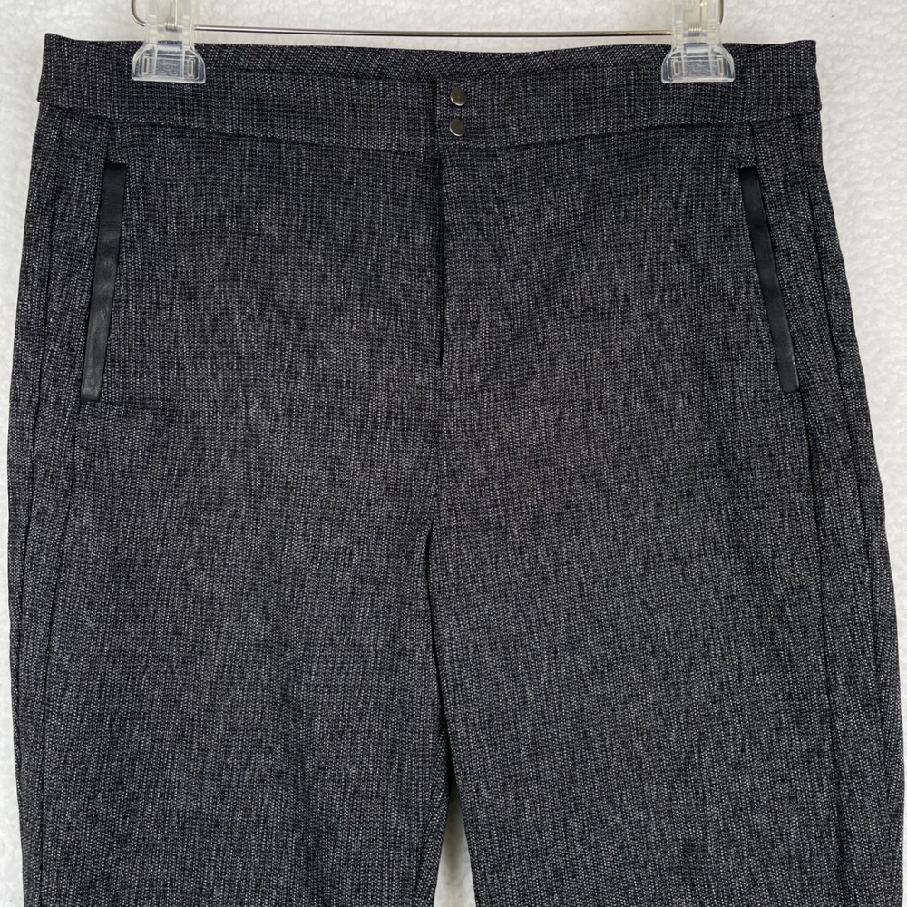 Chicos Juliet Slim Leg Ankle Pant Black White Textured Faux Leather Trim 1.5R 10